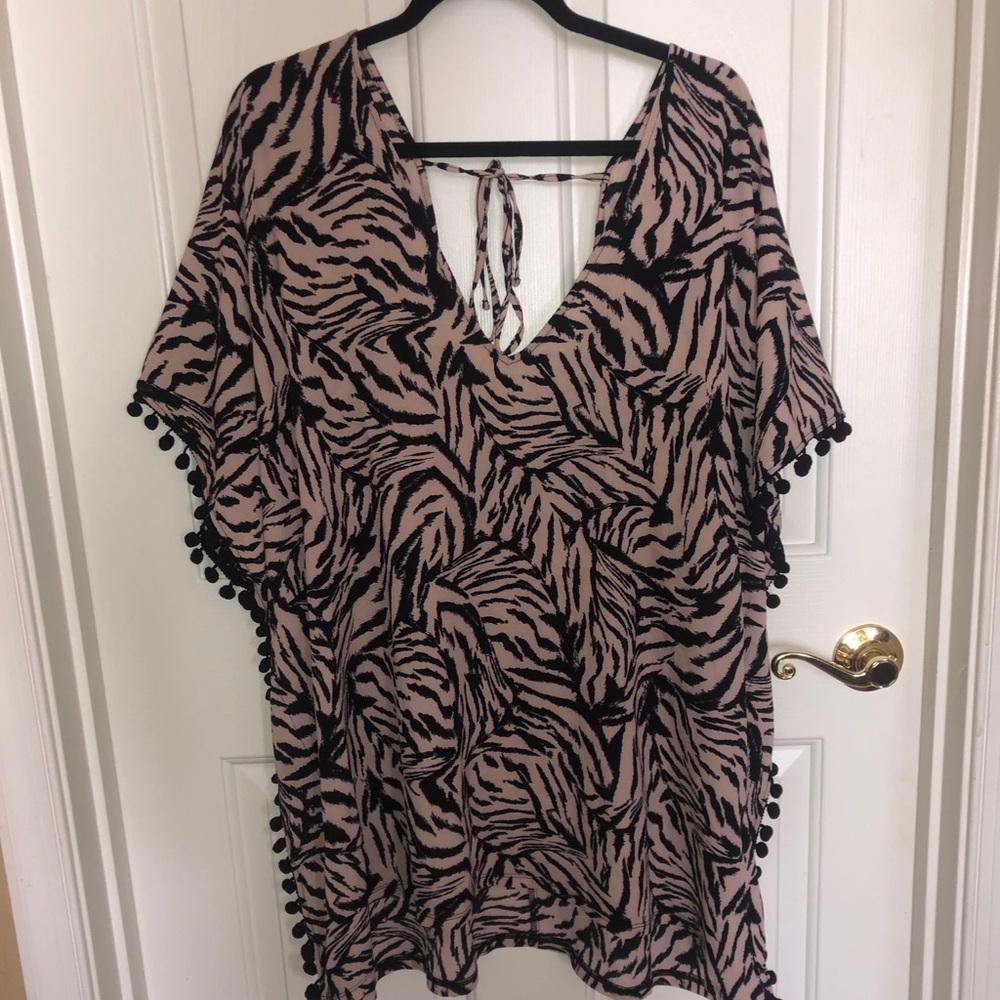 Zebra print swim coverup